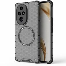 Custodia per telefono antiurto con anello magnetico a nido d'ape per Honor 200 Pro (nera)