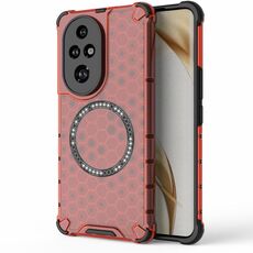 Custodia per telefono antiurto con anello magnetico a nido d'ape per Honor 200 Pro (rosso)
