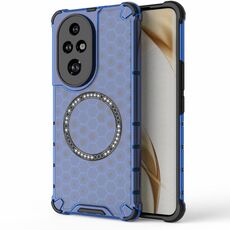 Custodia per telefono antiurto con anello magnetico a nido d'ape per Honor 200 Pro (blu)