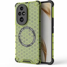 Custodia per telefono antiurto con anello magnetico a nido d'ape per Honor 200 Pro (verde)
