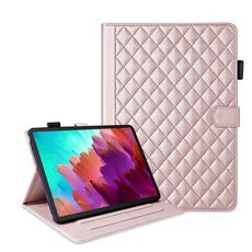 Custodia per tablet in pelle con reticolo romboidale per Lenovo Xiaoxin Pad Pro 12.7 (oro rosa)