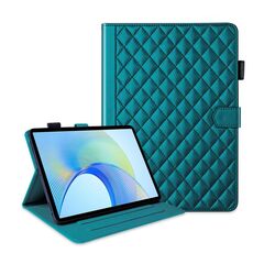 Custodia per tablet in pelle con reticolo romboidale per Honor Pad X9 / X8 Pro (verde scuro)