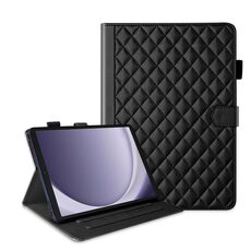 Custodia per tablet in pelle con reticolo romboidale per Samsung Galaxy Tab A9 (nera)