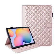 Custodia per tablet in pelle con reticolo romboidale per Samsung Galaxy Tab S6 Lite 2024 (oro rosa)
