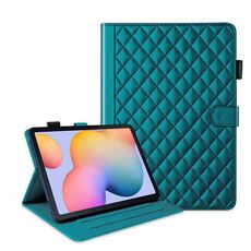Custodia per tablet in pelle con reticolo romboidale per Samsung Galaxy Tab S6 Lite 2024 (verde scuro)