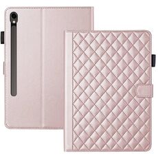 Custodia per tablet in pelle con reticolo romboidale per Samsung Galaxy Tab S9 FE / S9 (oro rosa)