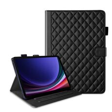 Custodia per tablet in pelle con reticolo romboidale per Samsung Galaxy Tab S9 FE / S9 (nera)