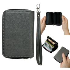 Borsa per carte con cerniera in tinta unita da 11 carte (grigio)