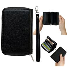 Borsa per carte con cerniera in tinta unita da 11 carte (nera)