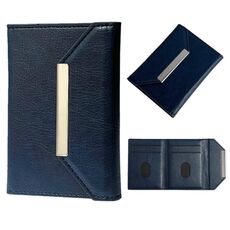 Porta carte con fibbia in metallo tinta unita (blu)