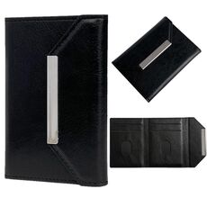 Porta carte con fibbia in metallo tinta unita (nero)