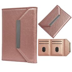 Porta carte con fibbia in metallo tinta unita (oro rosa)