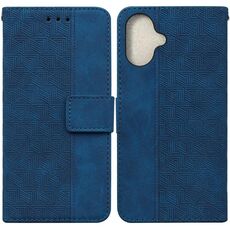 Custodia per telefono in pelle goffrata geometrica per iPhone 16 (blu)