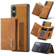 Per Sony Xperia 10 VI DG.MING Serie M1 Portafoglio multi-carta 3 pieghe + Custodia magnetica per telefono (Marrone)