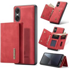 Per Sony Xperia 10 VI DG.MING M1 Portafoglio multi-carta 3 pieghe + Custodia magnetica per telefono (Rosso)