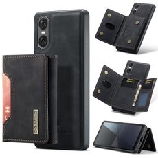 Per Sony Xperia 10 VI DG.MING M2 Series Borsa multi-carta 3 pieghe + Custodia magnetica per telefono (Nero)