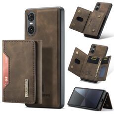 Per Sony Xperia 10 VI DG.MING M2 Series Borsa multi-carta 3 pieghe + custodia magnetica per telefono (caffè)