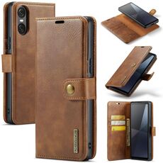 Custodia per telefono in pelle magnetica staccabile con texture Crazy Horse per Sony Xperia 10 VI DG.MING (marrone)