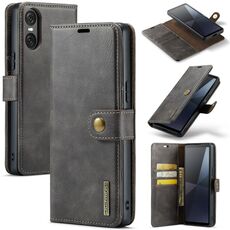 Custodia per telefono in pelle magnetica staccabile con texture Crazy Horse per Sony Xperia 10 VI DG.MING (grigio)