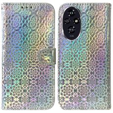 Custodia per telefono in pelle colorata con fibbia magnetica per Honor 200 5G (argento)