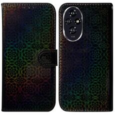 Custodia per cellulare in pelle colorata con fibbia magnetica per Honor 200 5G (nera)