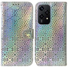 Custodia per telefono in pelle con fibbia magnetica colorata globale per Honor 200 Lite (argento)