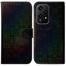 Custodia per telefono in pelle con fibbia magnetica colorata globale per Honor 200 Lite (nera)