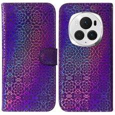 Custodia per telefono in pelle con fibbia magnetica colorata per Honor Magic6 Pro (viola)