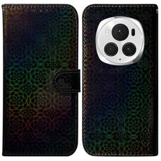 Per Honor Magic6 Pro Custodia per telefono in pelle con fibbia magnetica colorata (nero)