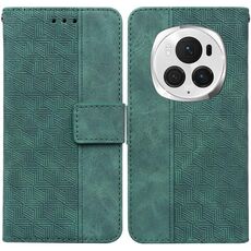 Custodia per telefono in pelle goffrata geometrica per Honor Magic6 Pro (verde)