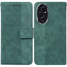 Custodia per telefono in pelle goffrata geometrica per Honor 200 (verde)