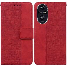 Custodia per telefono in pelle goffrata geometrica per Honor 200 (rossa)