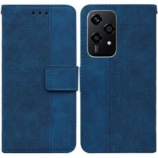 Custodia per telefono in pelle goffrata geometrica globale per Honor 200 Lite (blu)