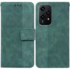 Custodia per telefono in pelle goffrata geometrica globale per Honor 200 Lite (verde)