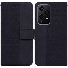 Custodia per telefono in pelle goffrata geometrica globale per Honor 200 Lite (nera)