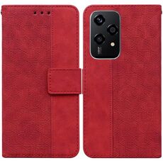 Custodia per telefono in pelle goffrata geometrica globale per Honor 200 Lite (rosso)