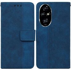 Custodia per telefono in pelle goffrata geometrica per Honor 200 Pro (blu)