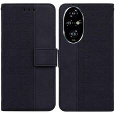 Custodia per telefono in pelle goffrata geometrica per Honor 200 Pro (nera)