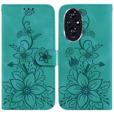 Custodia per telefono in pelle goffrata Lily per Honor 200 5G (verde)