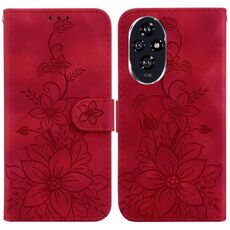 Custodia per telefono in pelle goffrata Lily per Honor 200 5G (rossa)