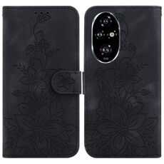 Custodia per telefono in pelle goffrata Lily per Honor 200 Pro 5G (nera)