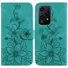 Custodia per telefono in pelle goffrata Global Lily per Honor 200 Lite (verde)