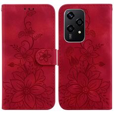 Custodia per telefono in pelle goffrata Global Lily per Honor 200 Lite (rossa)