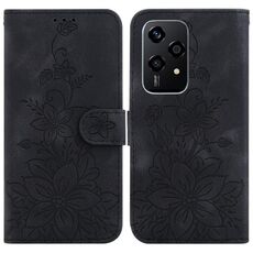 Custodia per telefono in pelle goffrata Global Lily per Honor 200 Lite (nera)