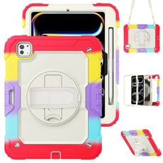 Per iPad Pro 11 2024 Custodia protettiva in silicone + PC per tablet (rosso arcobaleno)