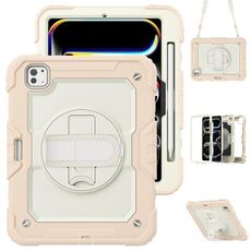 Per iPad Pro 11 2024 Custodia protettiva in silicone + tablet PC (crema + oro rosa)