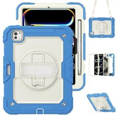 Per iPad Pro 11 2024 Custodia protettiva in silicone + tablet PC (crema+blu navy)