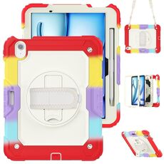 Per iPad Air 11 2024 Custodia protettiva in silicone + tablet PC (arcobaleno rosso)
