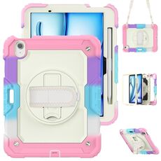 Per iPad Air 11 2024 Custodia protettiva in silicone + PC per tablet (arcobaleno rosa)