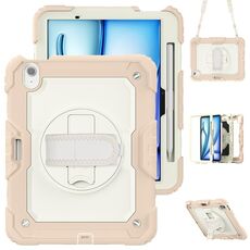 Per iPad Air 11 2024 Custodia protettiva in silicone + tablet PC (crema + oro rosa)